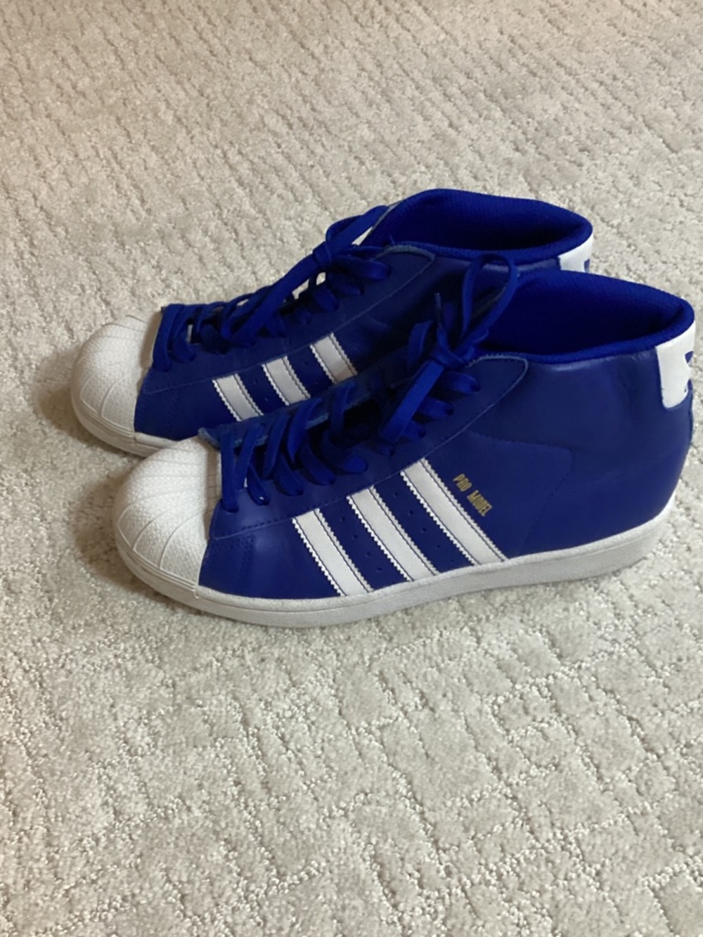 Adidas PRO Model J Sneaker, Collegiate Royal/White/Metallic/Gold size 6.5